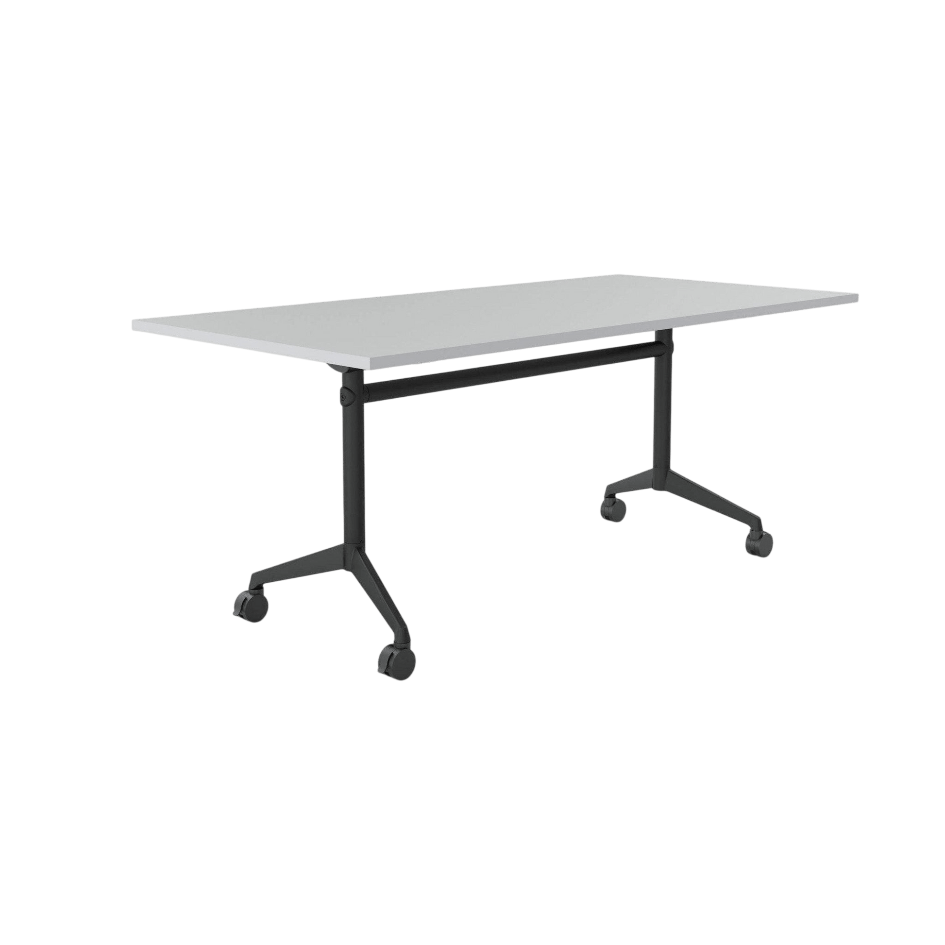 Modulus Mobile Flip Table with All Black Legs 2100x900 White