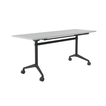 Modulus Mobile Flip Table with All Black Legs 1200 Round White