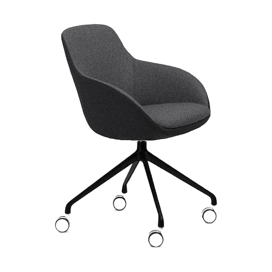 Muse Meeting Chair 4 Way Swivel Base Fixed Height Black Powdercoat - Office Furniture Company