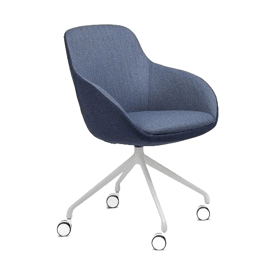Muse Meeting Chair 4 Way Swivel Base Fixed Height White Powdercoat - Office Furniture Company