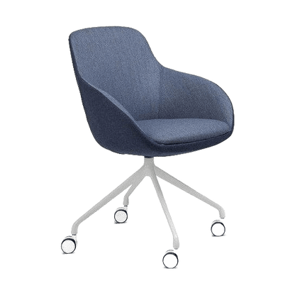 Muse Meeting Chair 4 Way Swivel Base Fixed Height White Powdercoat - Office Furniture Company
