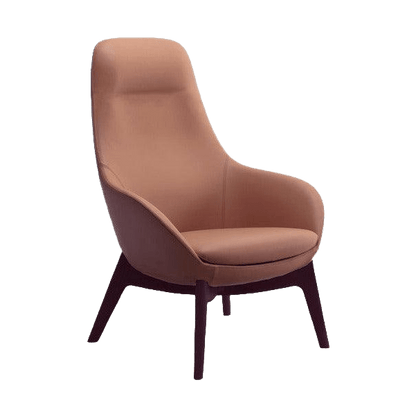 Muse Plus Executive Chair in Genuine Leather 4 Leg Timber Base Black Stain Brown HickoryTan Leather