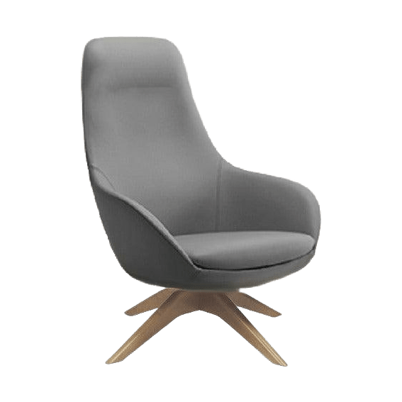 Muse Plus Executive Chair in Genuine Leather Timber Swivel Base Oak Stain Grey Steel Leather