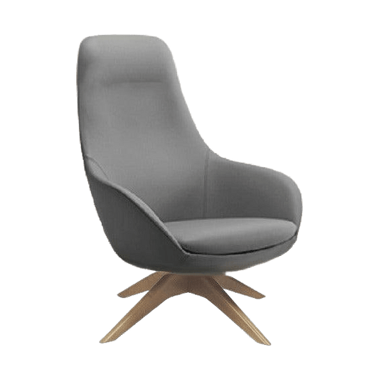 Muse Plus Executive Chair in Genuine Leather Timber Swivel Base Oak Stain House Steel Grey Leather - Office Furniture Company
