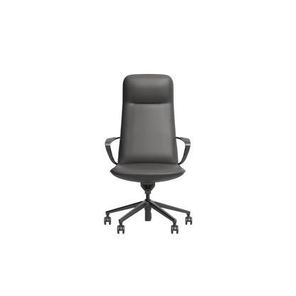 Nico High Back Leather Boardroom Chair Grey (Charcoal) Leather - Office Furniture Company