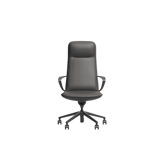 Nico High Back Leather Boardroom Chair Grey (Charcoal) Leather - Office Furniture Company