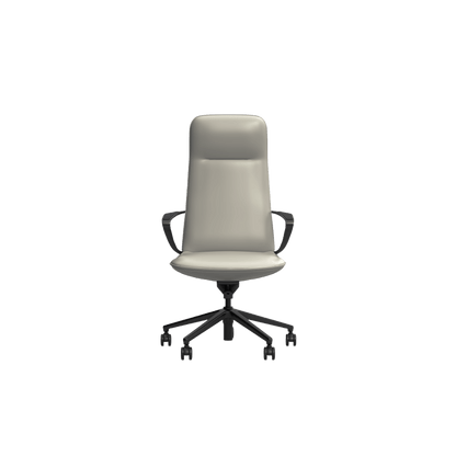 Nico High Back Leather Boardroom Chair Grey (Light Grey Leather) - Office Furniture Company