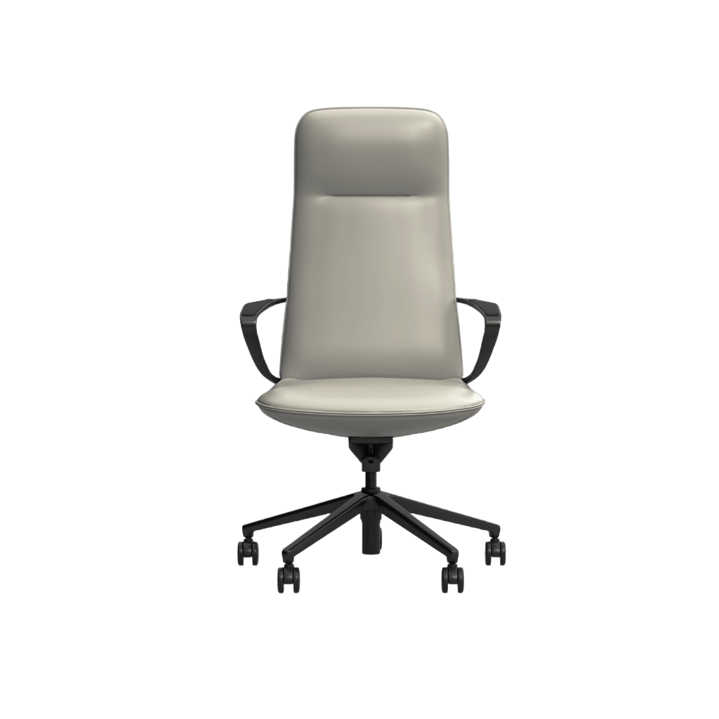 Nico High Back Leather Boardroom Chair Grey (Light Grey Leather)