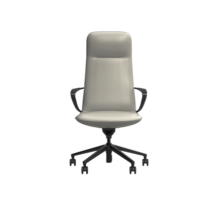 Nico High Back Leather Boardroom Chair Grey (Light Grey Leather)