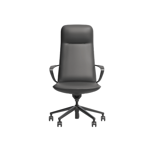 Nico High Back Leather Boardroom Chair Grey (Charcoal) Leather