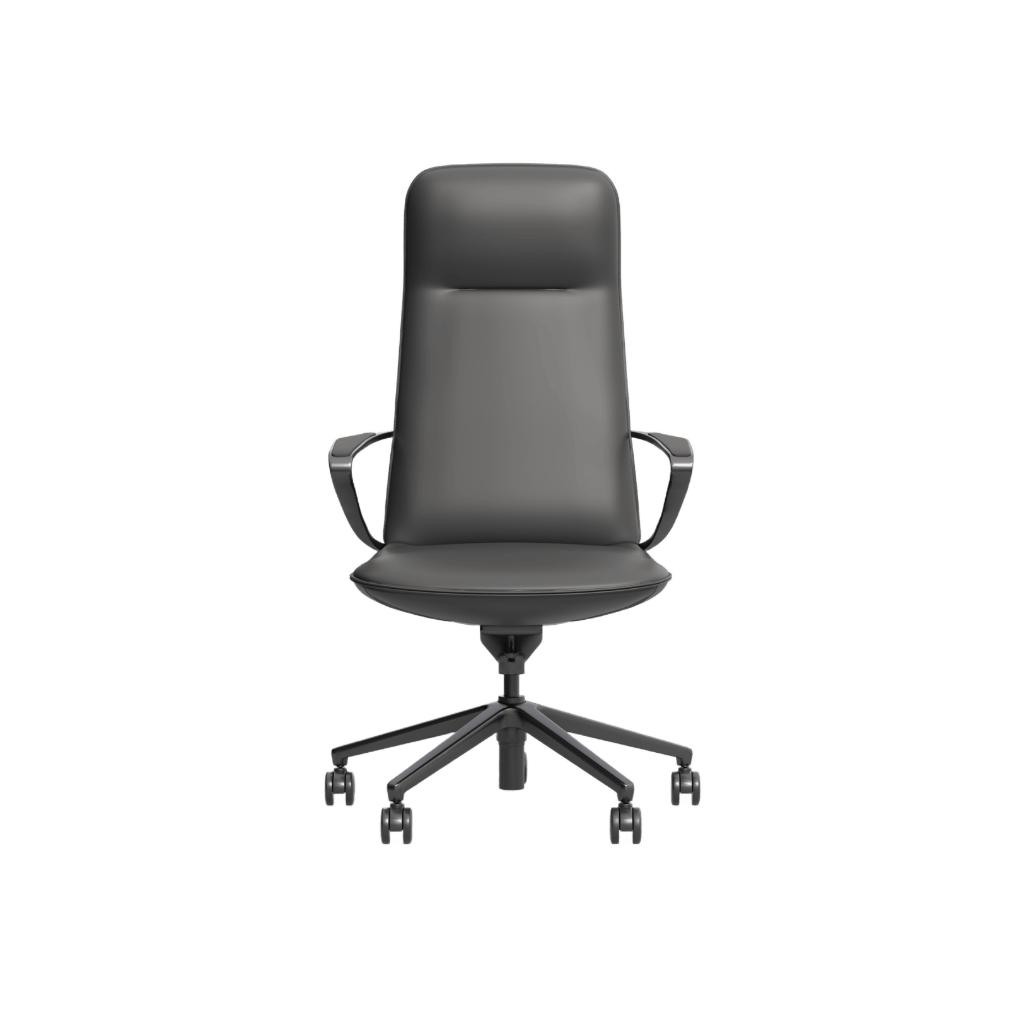 Nico High Back Leather Boardroom Chair Grey (Charcoal) Leather