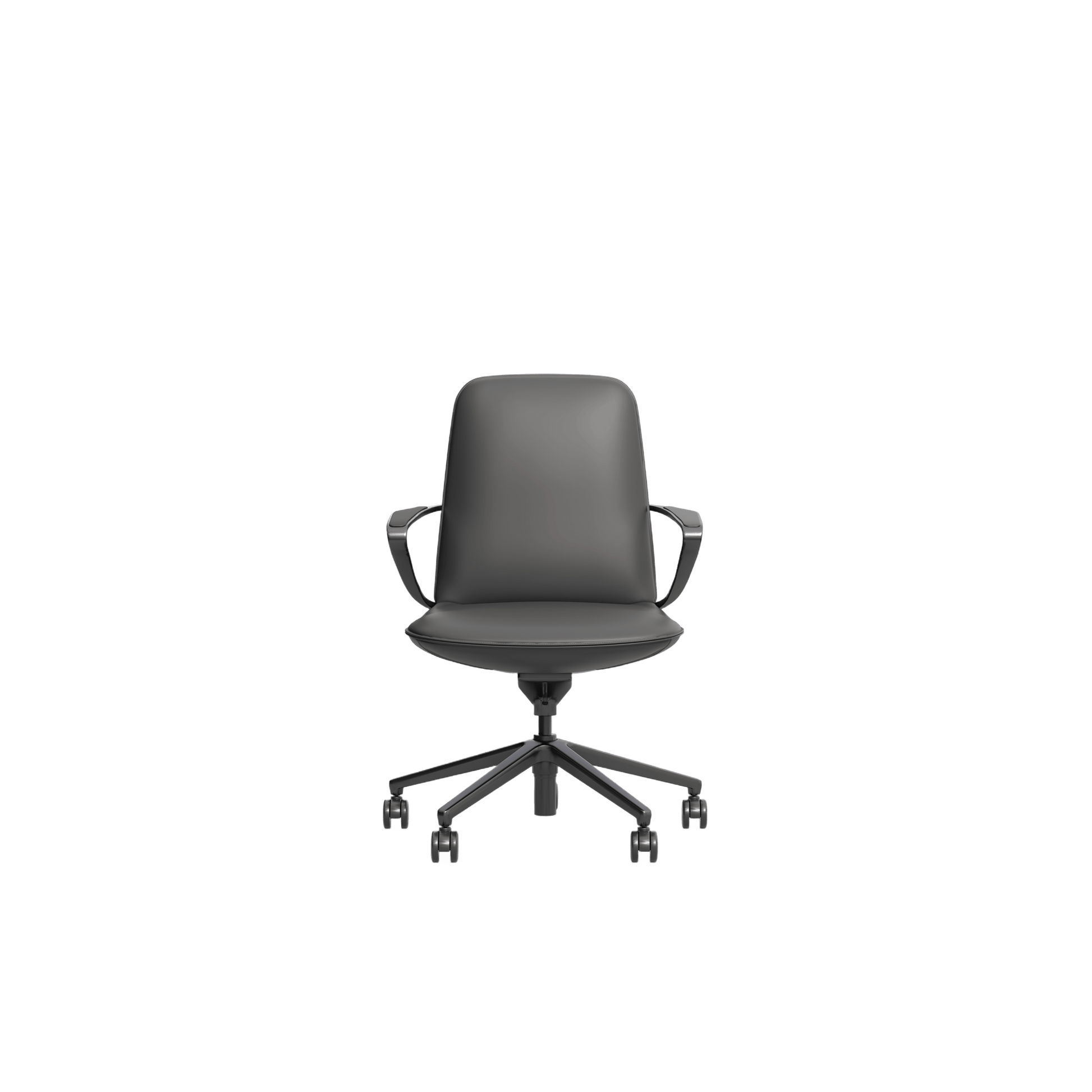 Nico Mid Back Leather Boardroom Chair Grey (Charcoal Leather) - Office Furniture Company