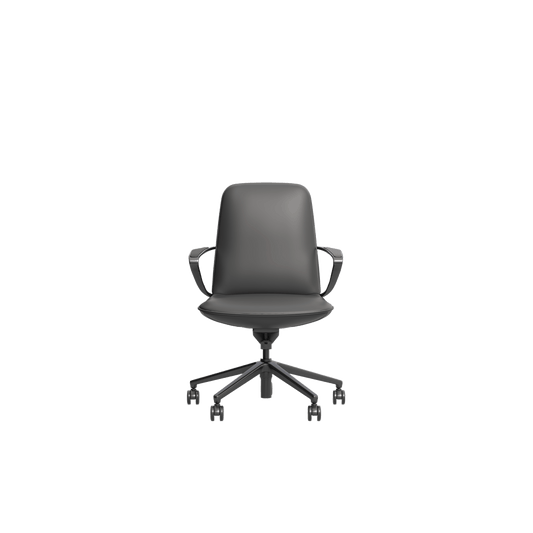 Nico Mid Back Leather Boardroom Chair Grey (Charcoal Leather) - Office Furniture Company