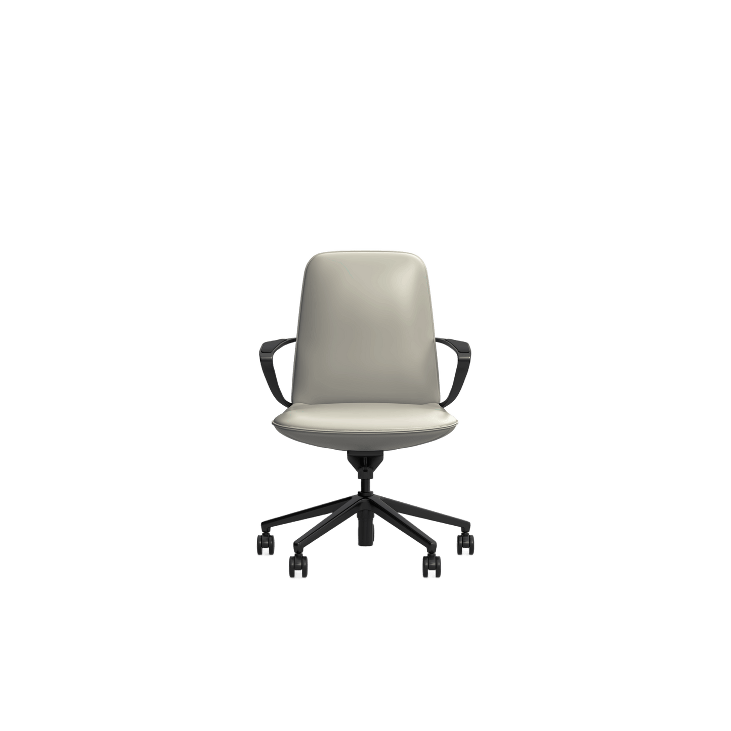 Nico Mid Back Leather Boardroom Chair Grey (Light Grey Leather) - Office Furniture Company
