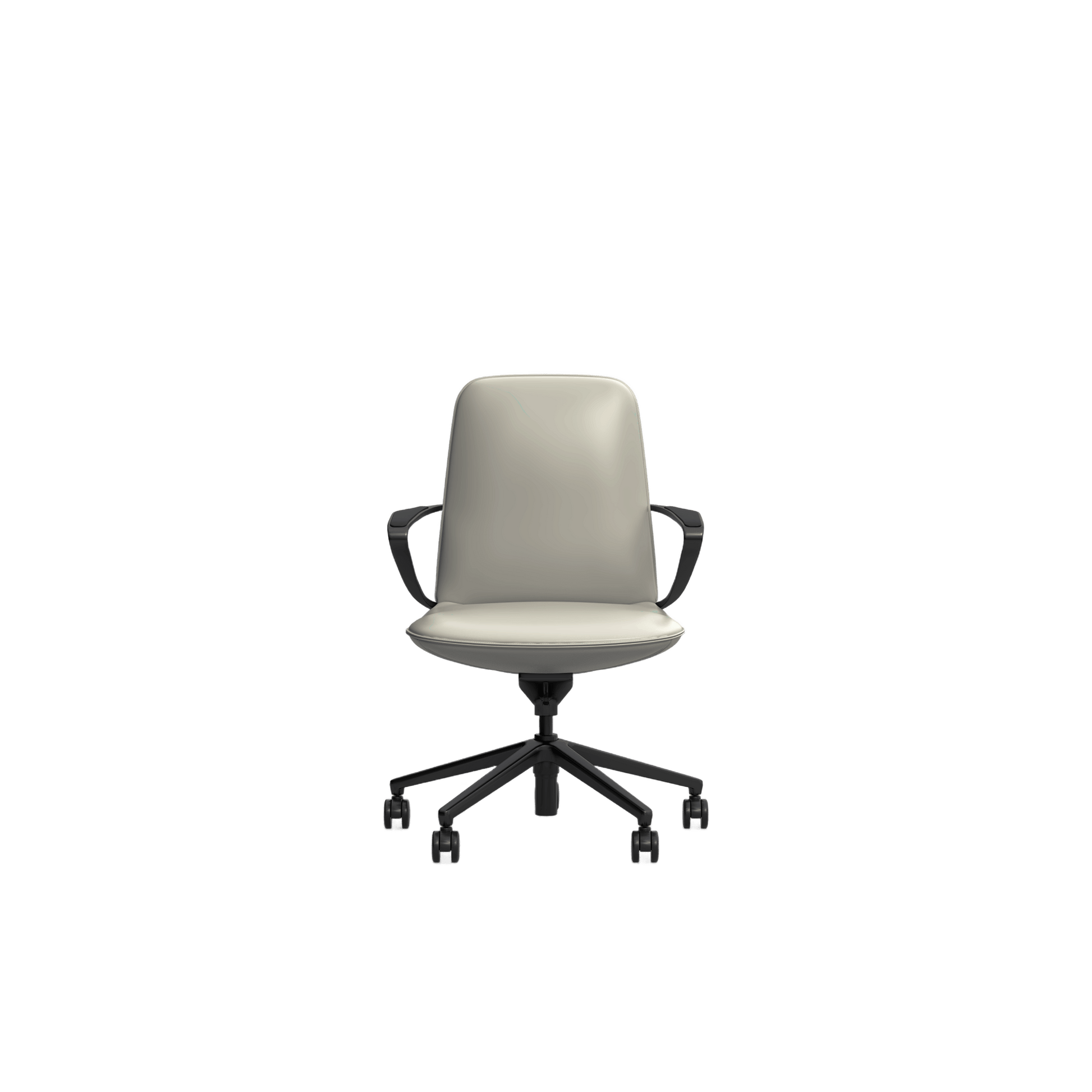 Nico Mid Back Leather Boardroom Chair Grey (Light Grey Leather) - Office Furniture Company