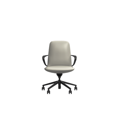Nico Mid Back Leather Boardroom Chair Grey (Light Grey Leather) - Office Furniture Company