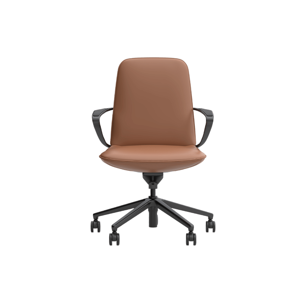 Nico Mid Back Leather Boardroom Chair Brown (Tan Leather)