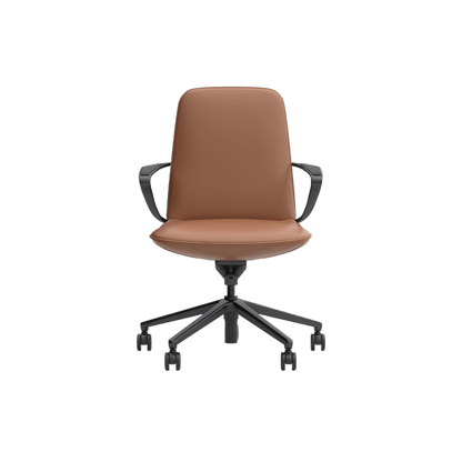 Nico Mid Back Leather Boardroom Chair Brown (Tan Leather)