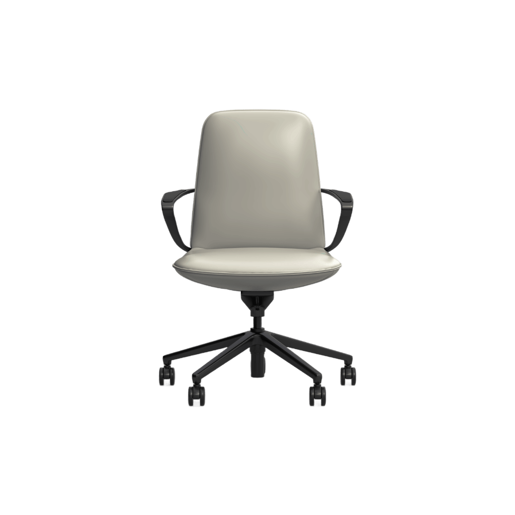 Nico Mid Back Leather Boardroom Chair Grey (Light Grey Leather)