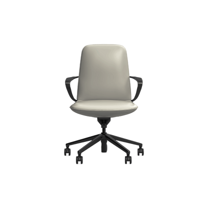 Nico Mid Back Leather Boardroom Chair Grey (Light Grey Leather)