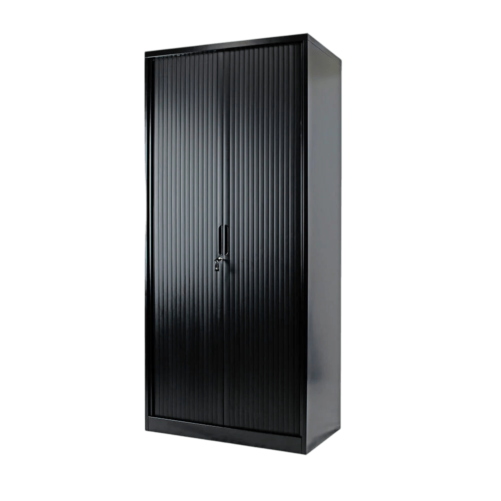 Order Tambour Cupboard Black 2 Shelves