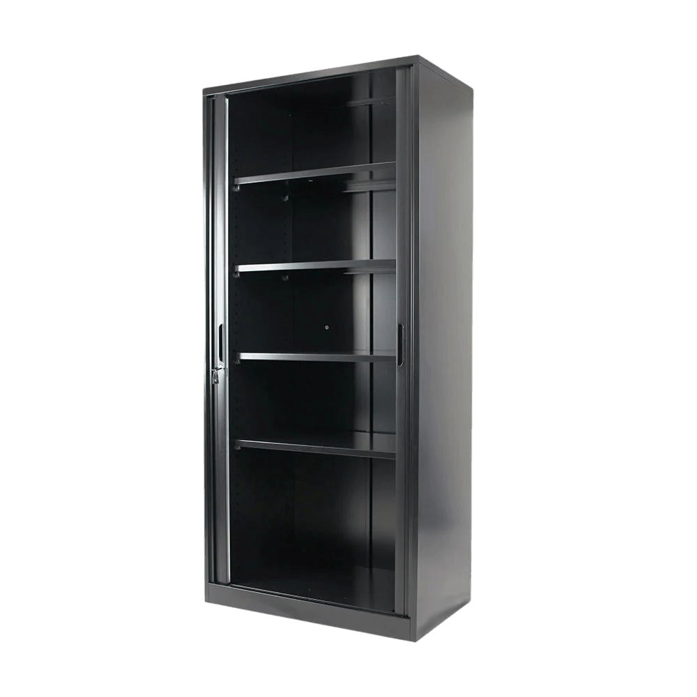 Order Tambour Cupboard Black 2 Shelves