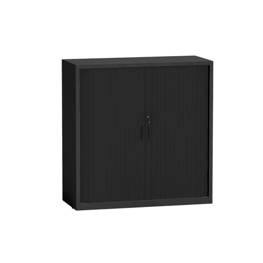 Order Tambour Cupboard Black 2 Shelves