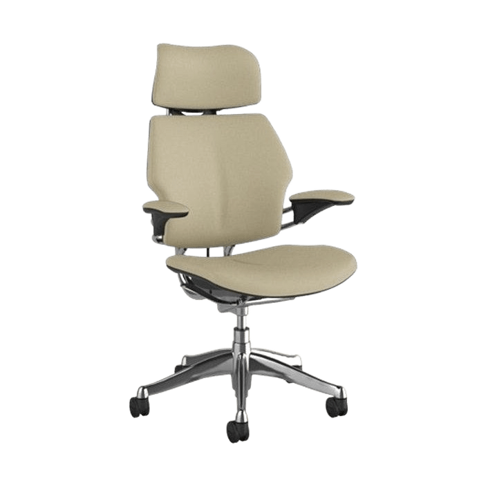 Humanscale Freedom Task Chair with Headrest in Vanilla Leather Executive & Boardroom Chairs