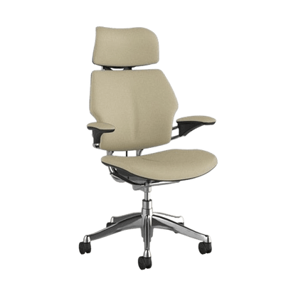 Humanscale Freedom Task Chair with Headrest in Vanilla Leather Executive & Boardroom Chairs
