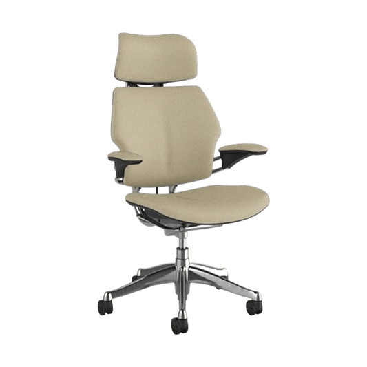 Humanscale Freedom Task Chair with Headrest in Vanilla Leather Executive & Boardroom Chairs
