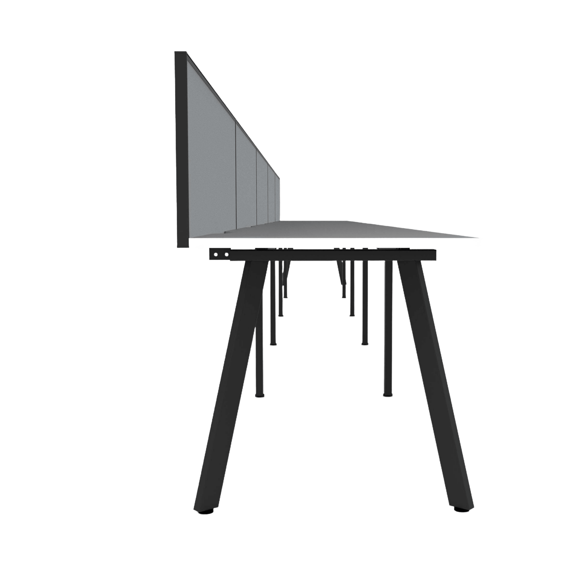 Eternity 5 Person Single Sided Workstation with Screens White Worktop Multi-Person Desks