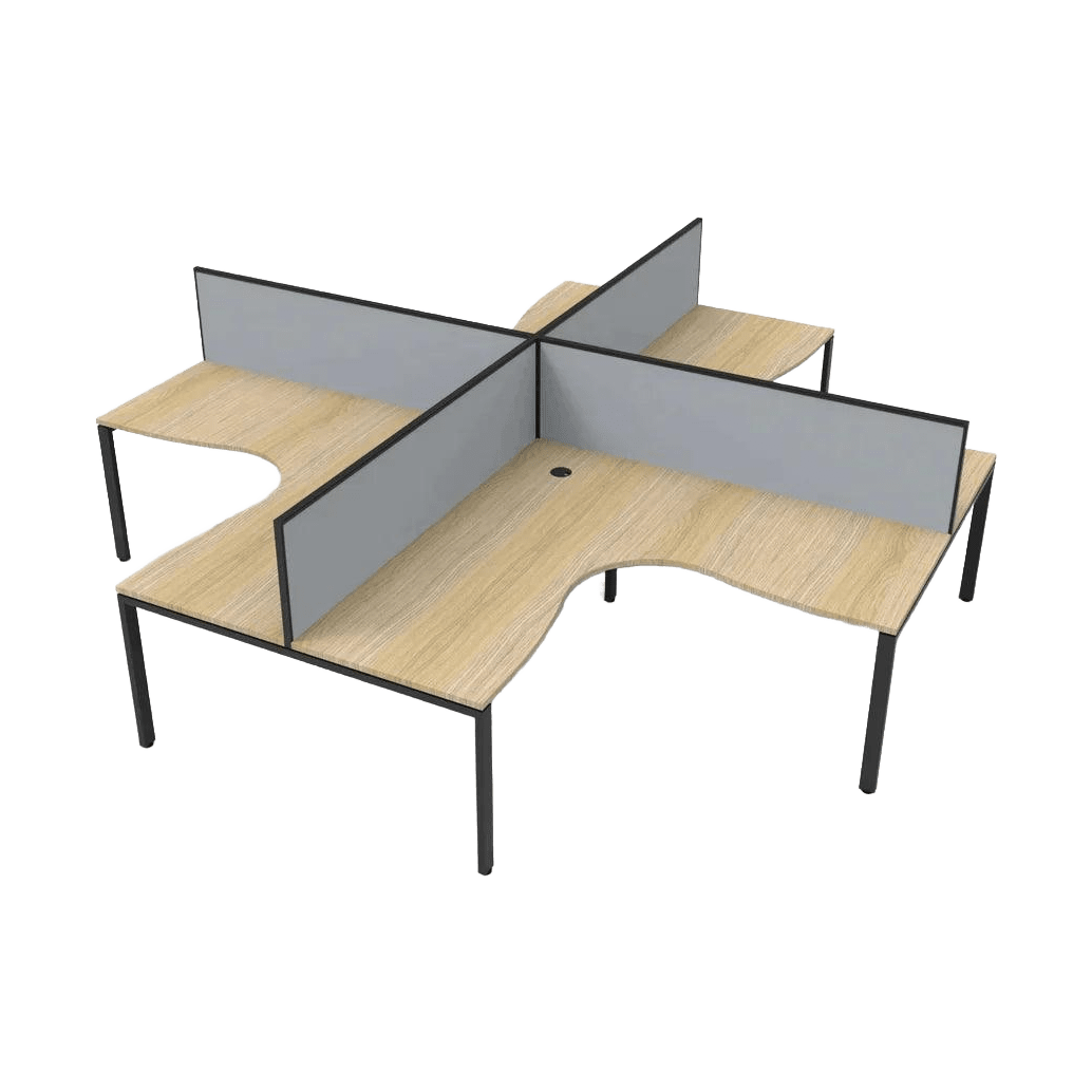 Deluxe Profile 4 Person Corner Workstation with Screens Multi-Person Desks