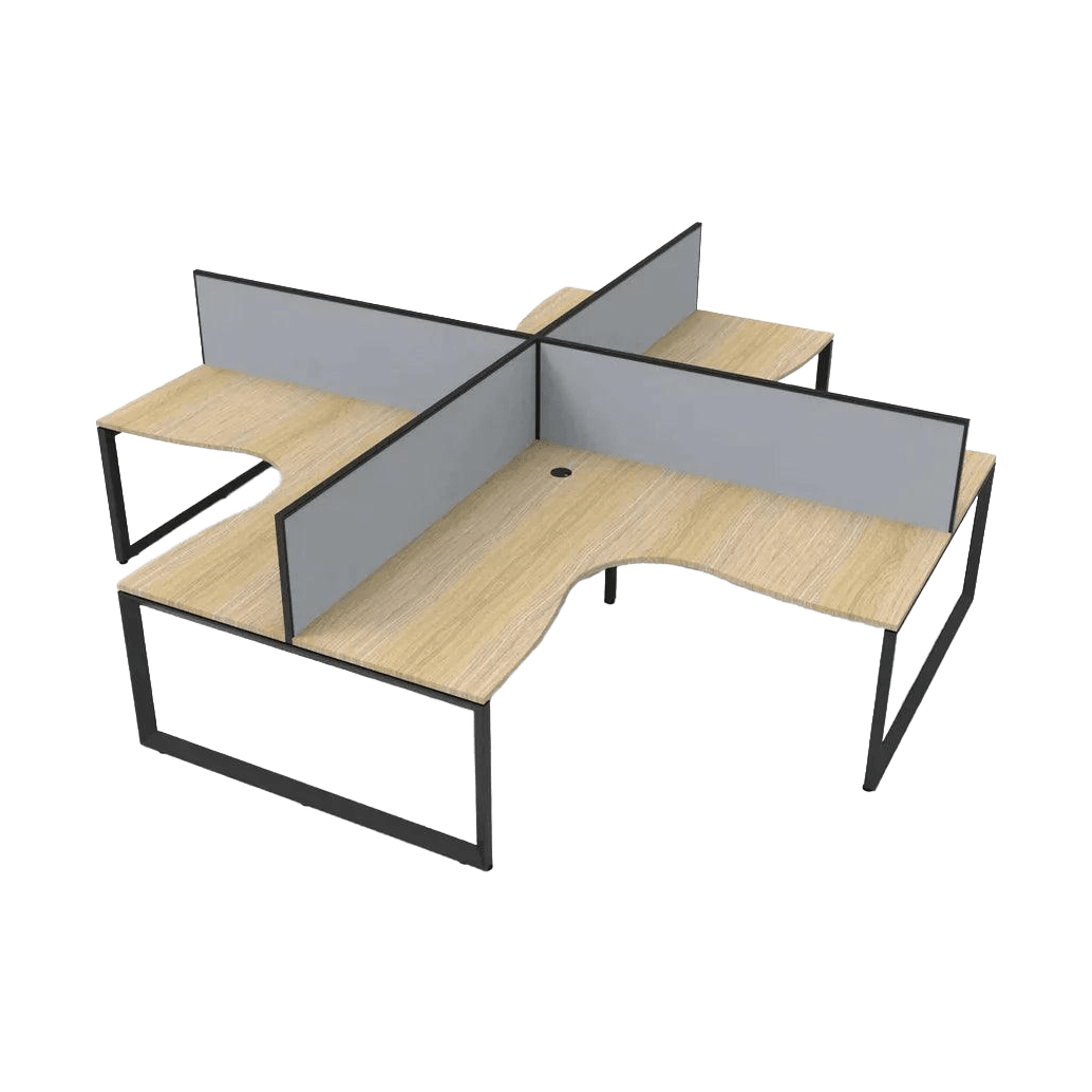 Deluxe Loop 4 Person Corner Workstation with Screens Multi-Person Desks
