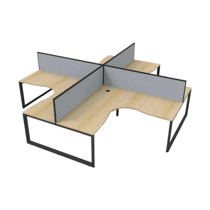 Deluxe Loop 4 Person Corner Workstation with Screens Multi-Person Desks
