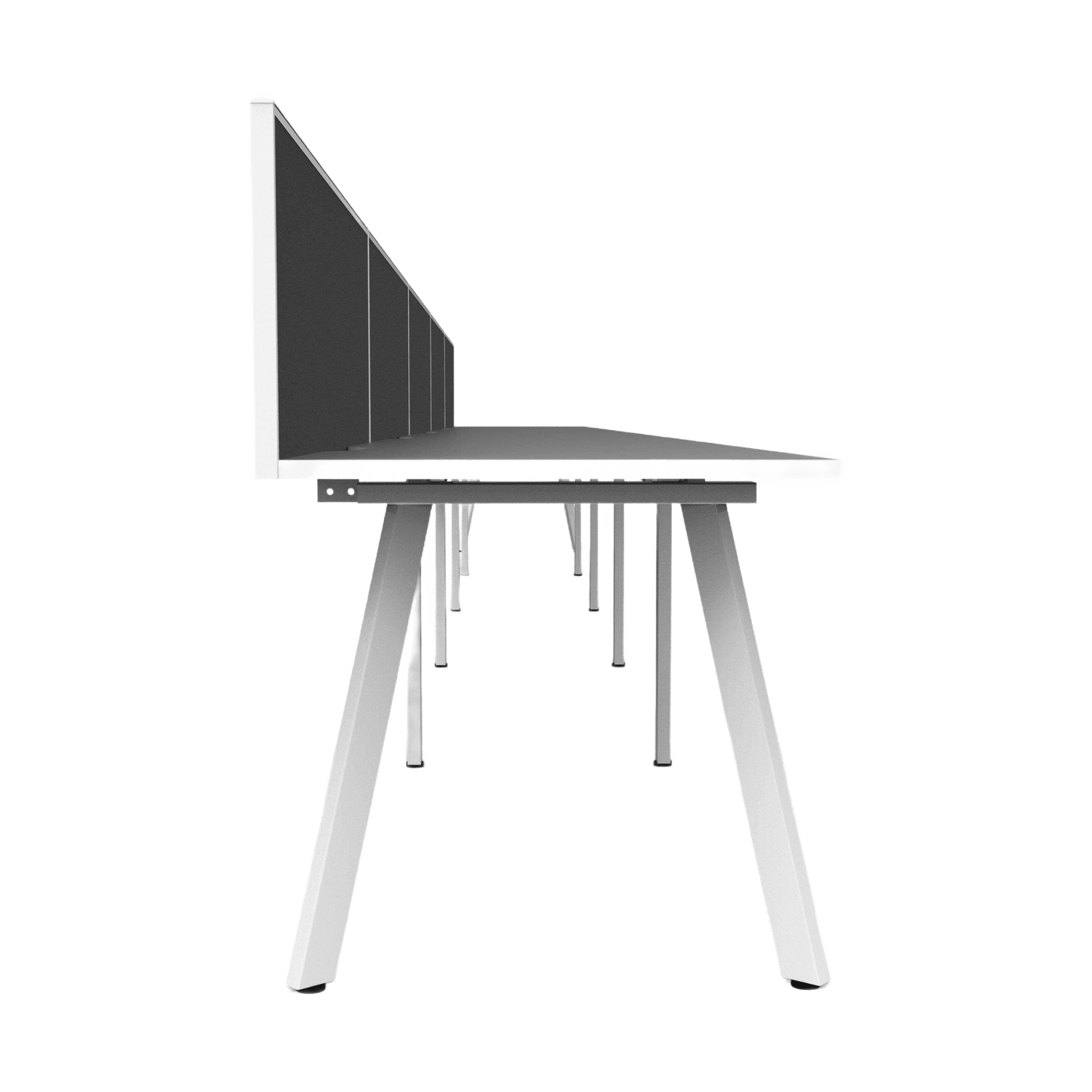Eternity 5 Person Single Sided Workstation with Screens White Worktop Multi-Person Desks