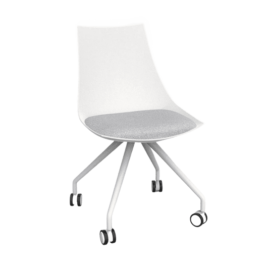 Luna White Chair with Castor Base Meeting & Visitor Chairs