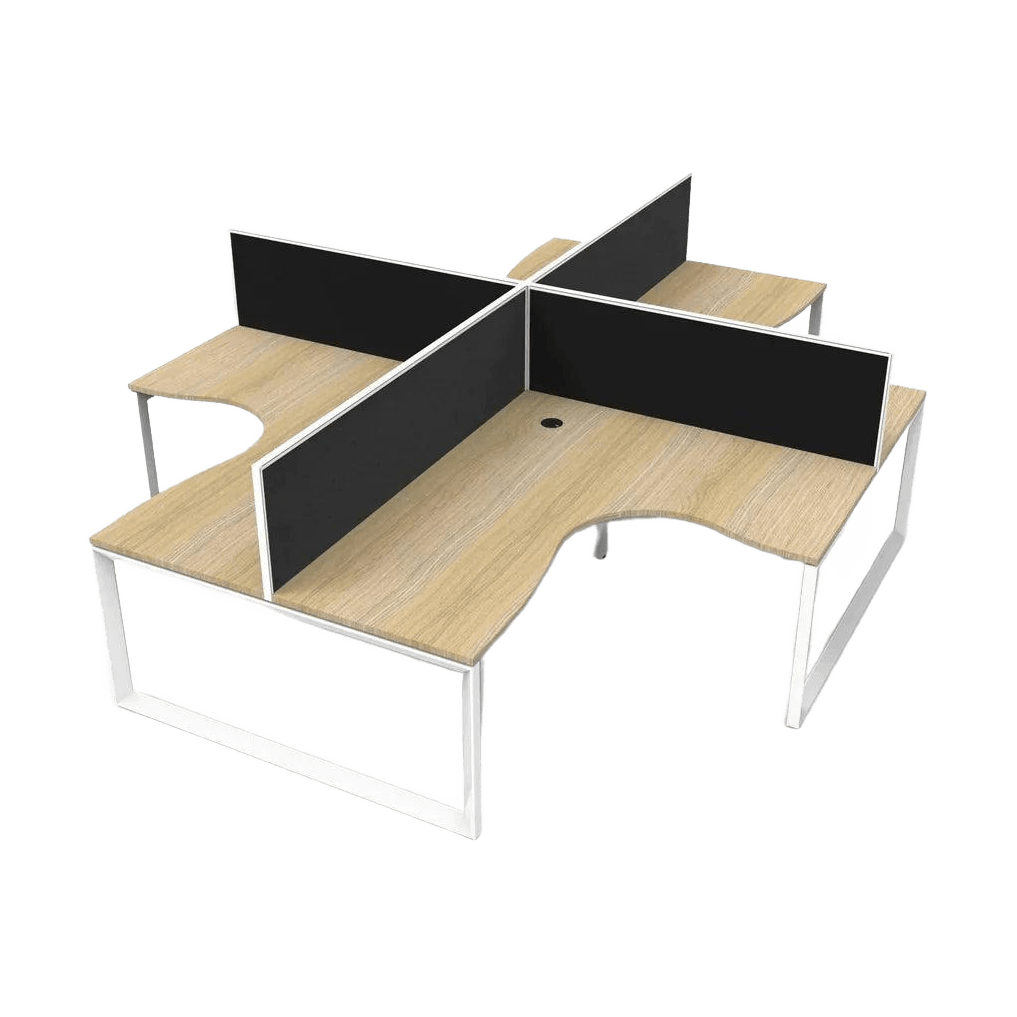 Deluxe Loop 4 Person Corner Workstation with Screens Multi-Person Desks
