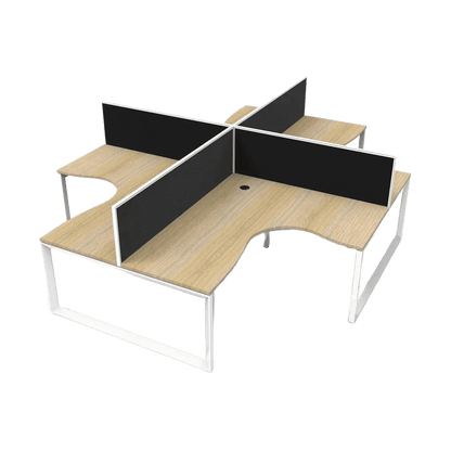 Deluxe Loop 4 Person Corner Workstation with Screens Multi-Person Desks