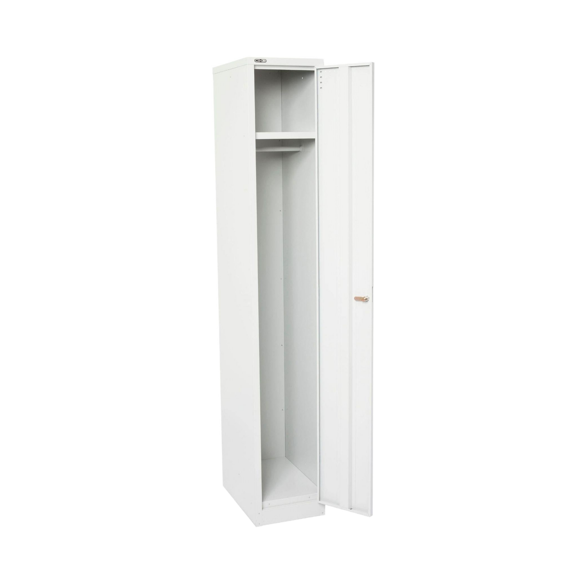 Go Single Door Steel Locker in White Lockers & Secure Storage