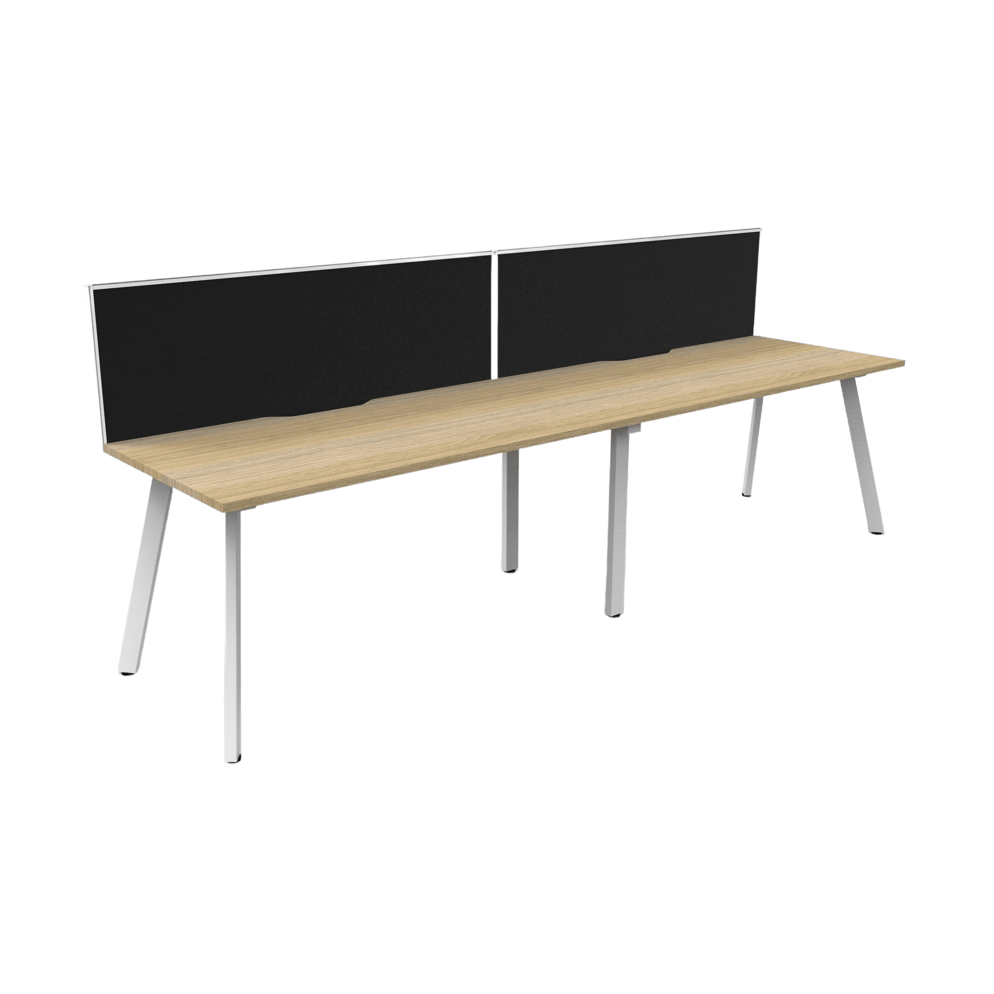Eternity 2 Person Single Sided Workstation with Screen in Natural Oak Multi-Person Desks