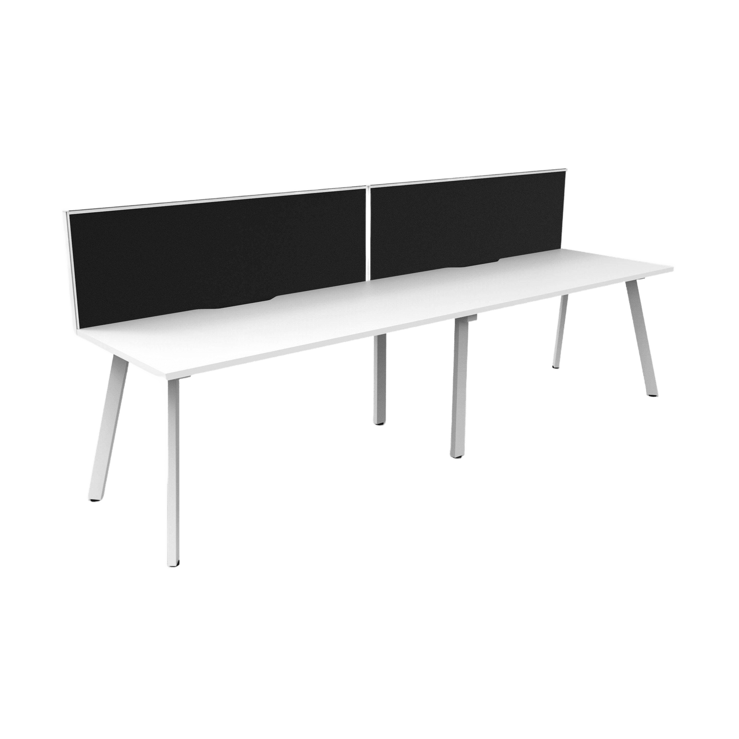 Eternity 2 Person Single Sided Workstation with Screen in White Multi-Person Desks