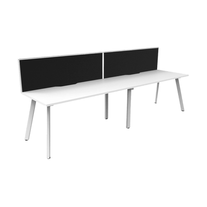 Eternity 2 Person Single Sided Workstation with Screen in White Multi-Person Desks