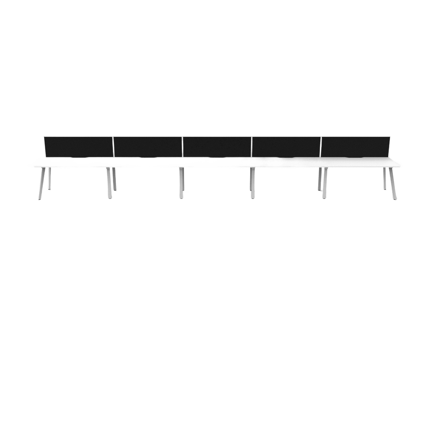 Eternity 5 Person Single Sided Workstation with Screens White Worktop Multi-Person Desks