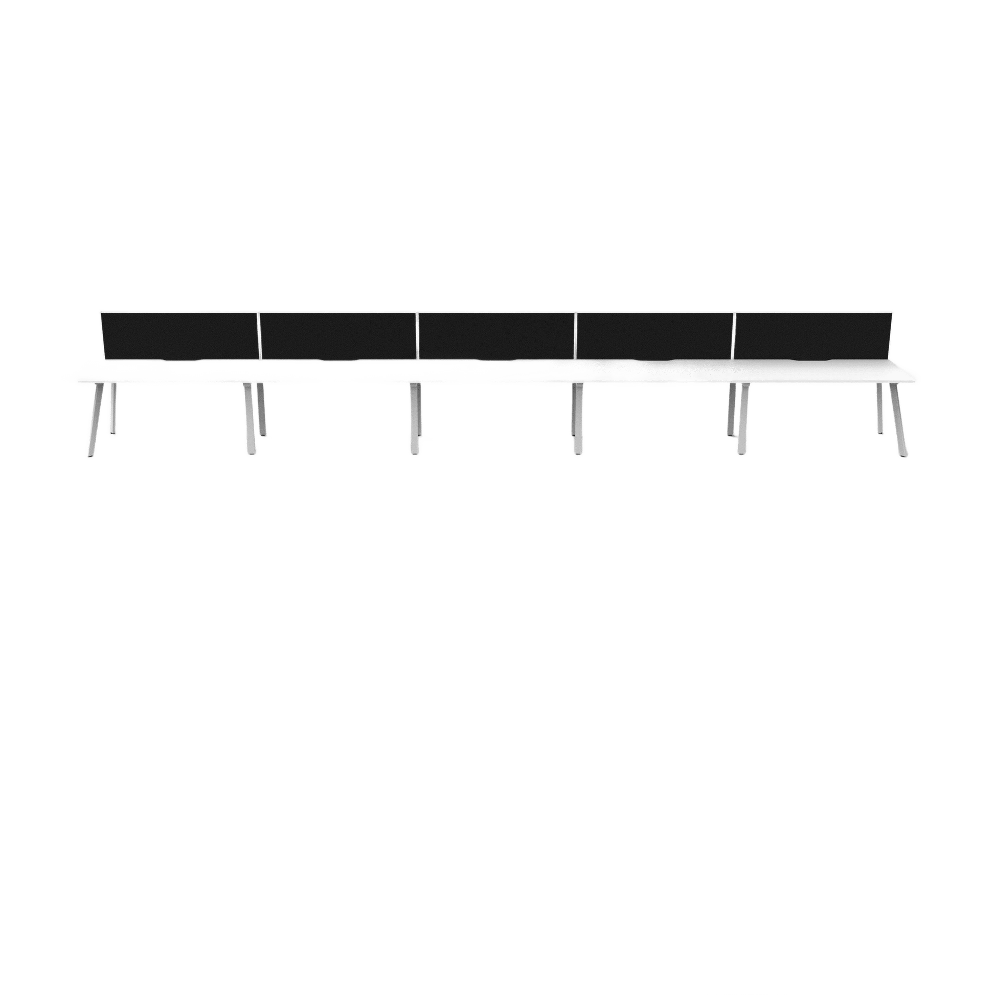 Eternity 5 Person Single Sided Workstation with Screens White Worktop Multi-Person Desks