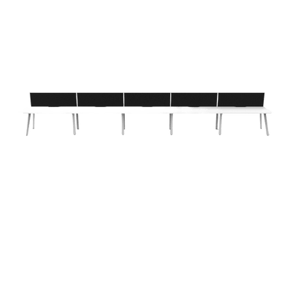 Eternity 5 Person Single Sided Workstation with Screens White Worktop Multi-Person Desks