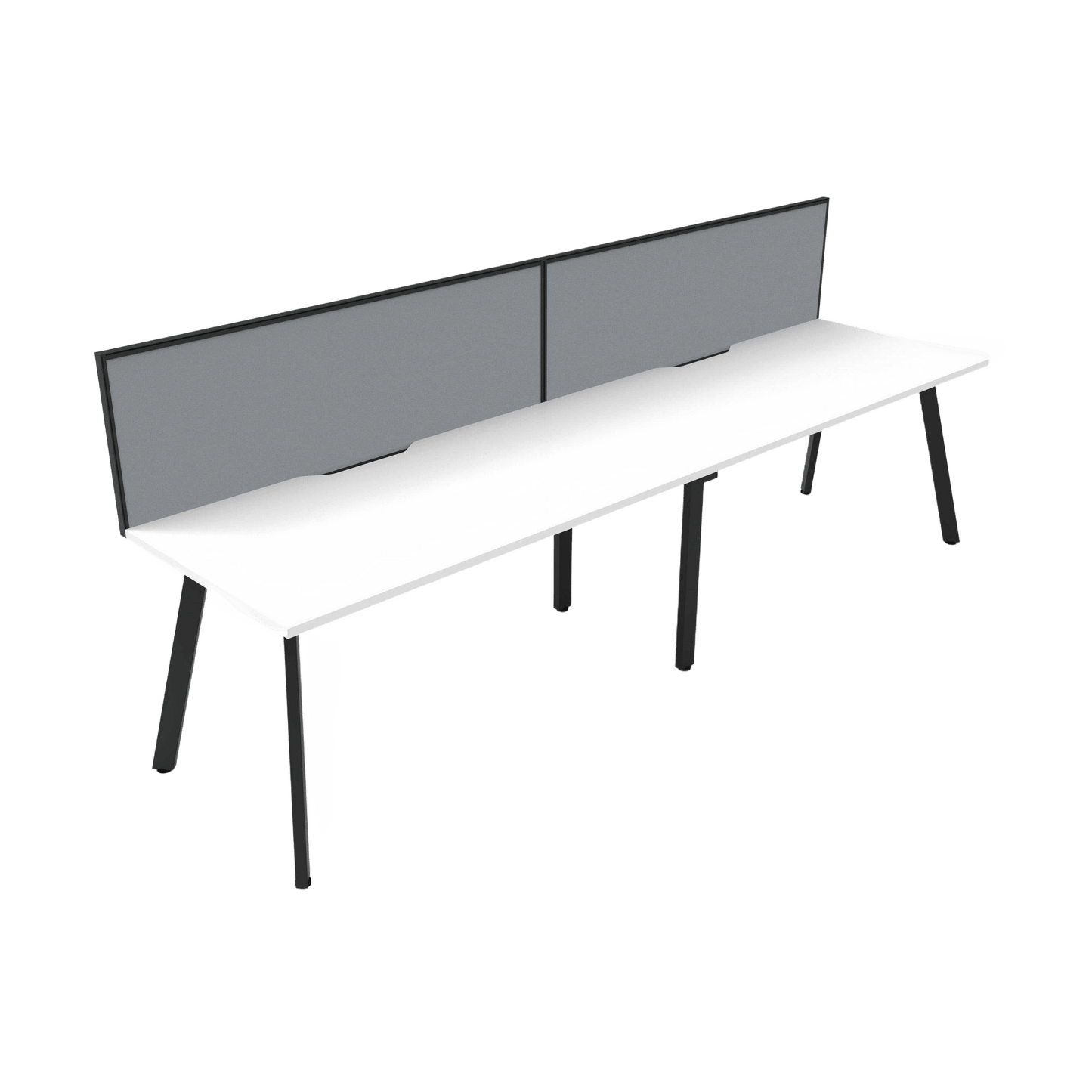 Eternity 2 Person Single Sided Workstation with Screen in White Multi-Person Desks