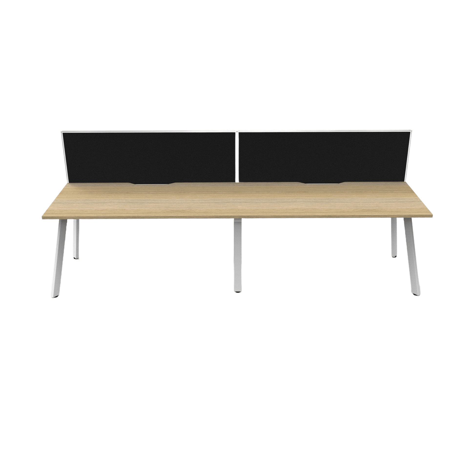 Eternity 2 Person Single Sided Workstation with Screen in Natural Oak Multi-Person Desks
