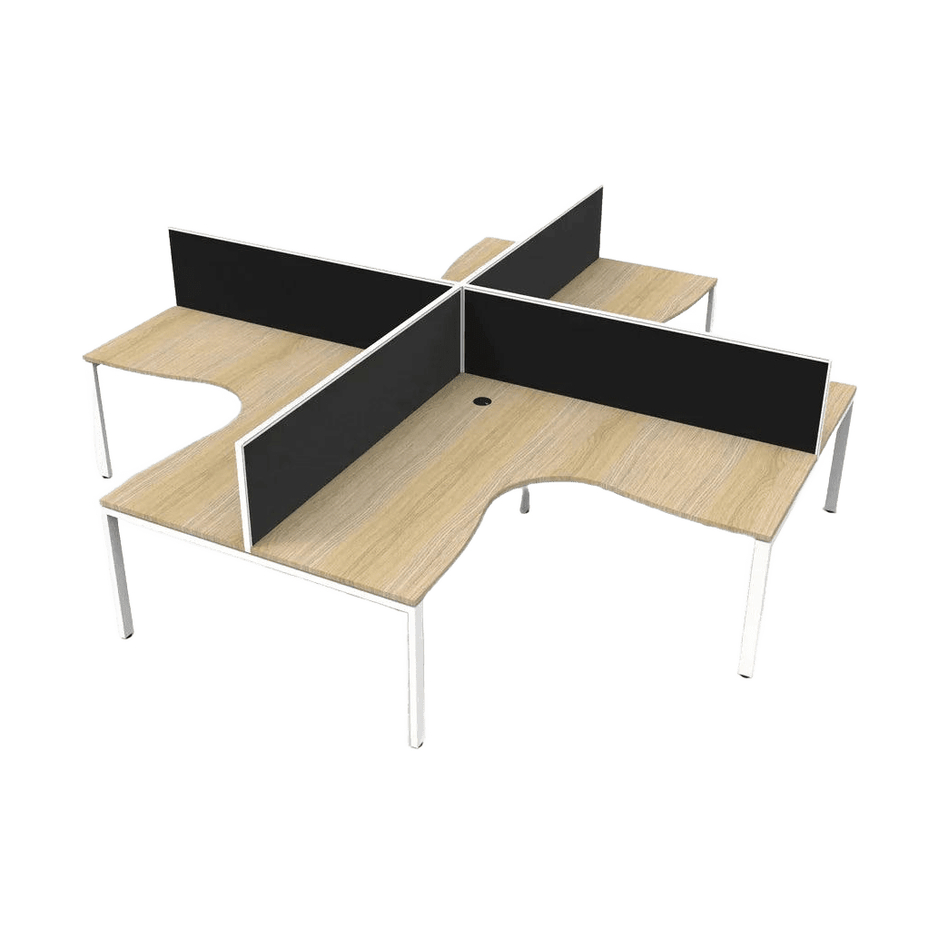 Deluxe Profile 4 Person Corner Workstation with Screens Multi-Person Desks