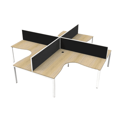 Deluxe Profile 4 Person Corner Workstation with Screens Multi-Person Desks