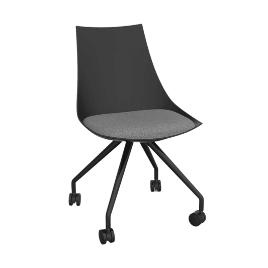 Luna Black Chair with Castor Base Meeting & Visitor Chairs